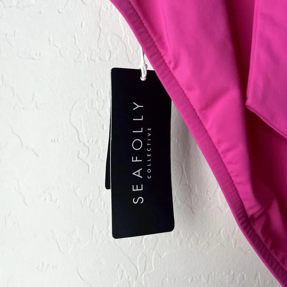 NEW Seafolly Collective Hot Pink Halter Bandeau One Piece‎ Swimsuit Size 10